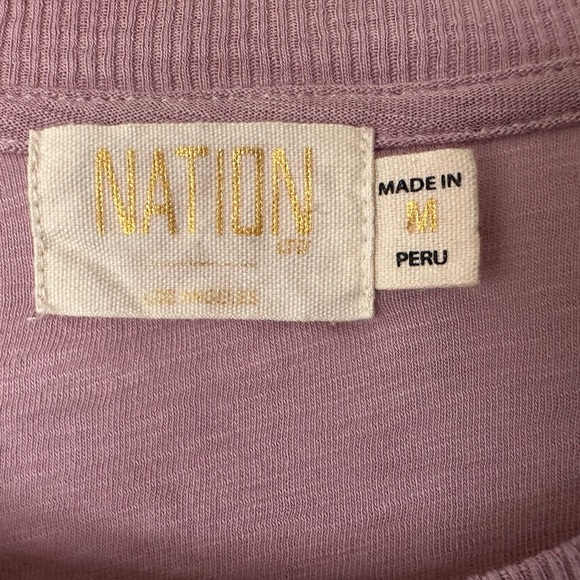 Nation LTD Loren Tee smocked sleeves/ smocked cuffs in slipper pink Size medium - Picture 7 of 9